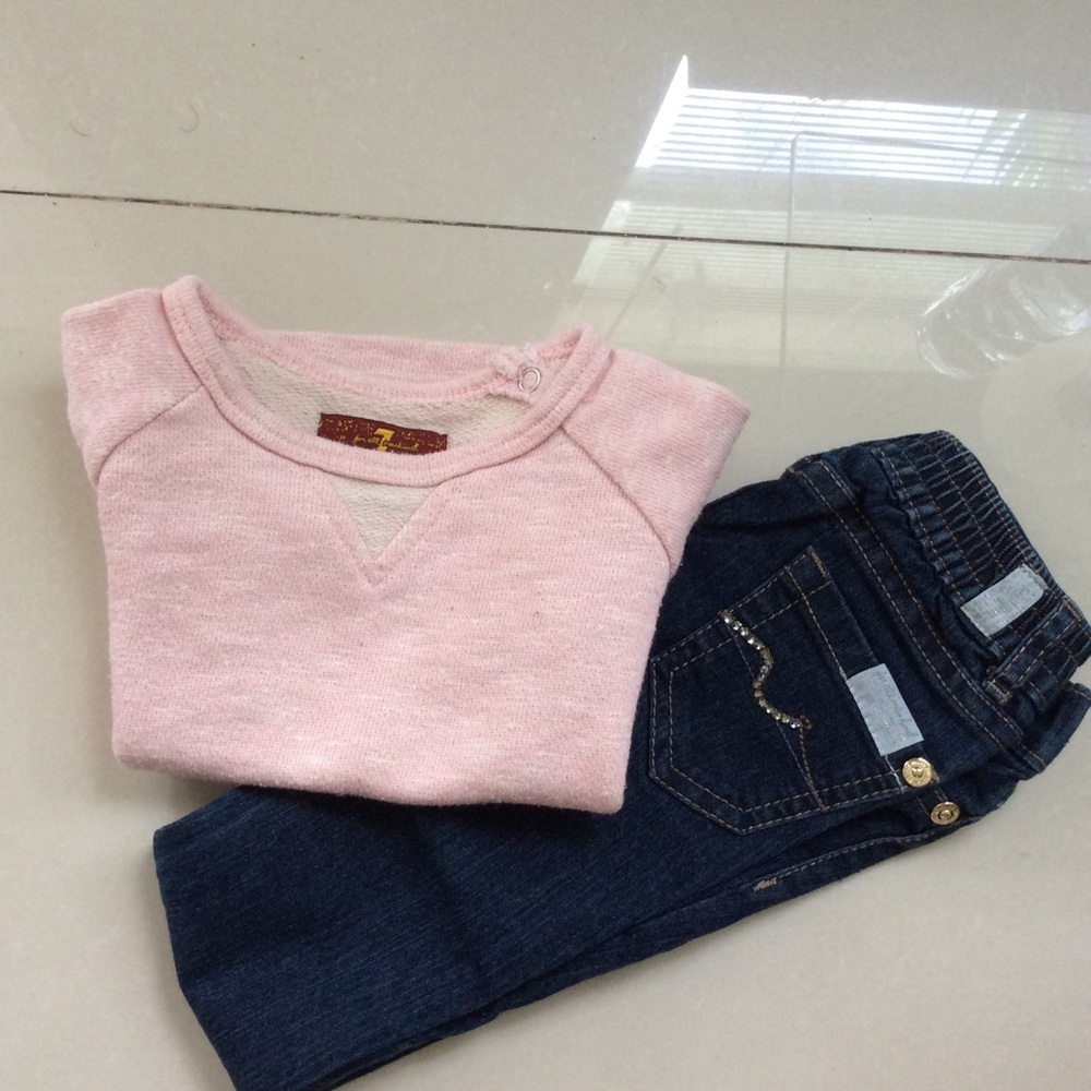 Baby Seven7 jeans and shirt outfit